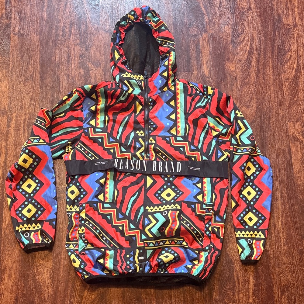 Reason Multicolor Geometric windbreaker Hoodie